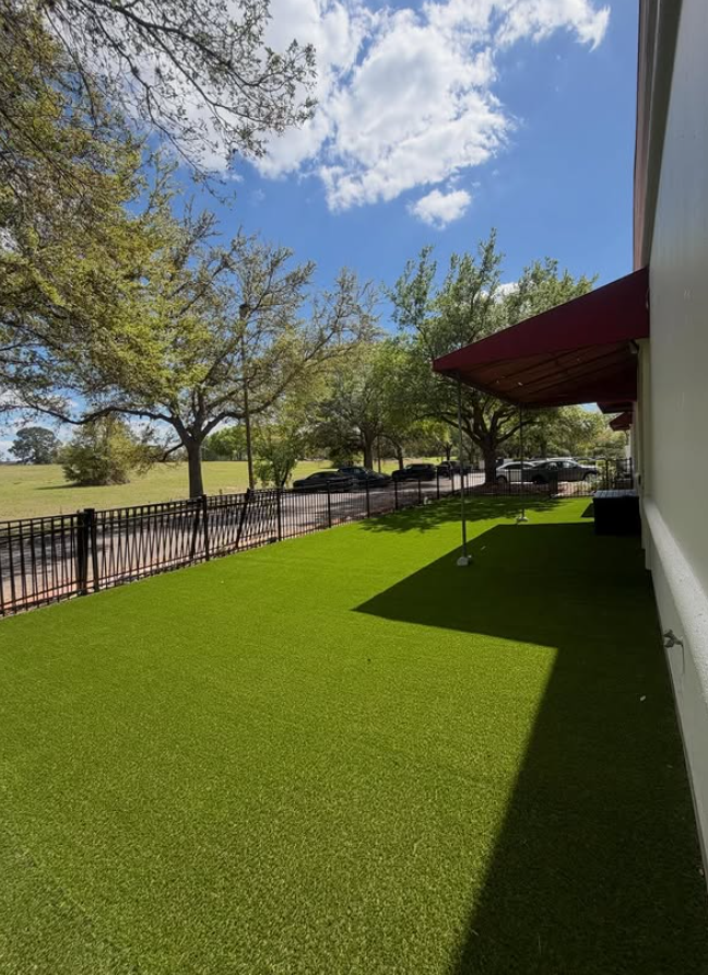 Commercial side lawn before installation